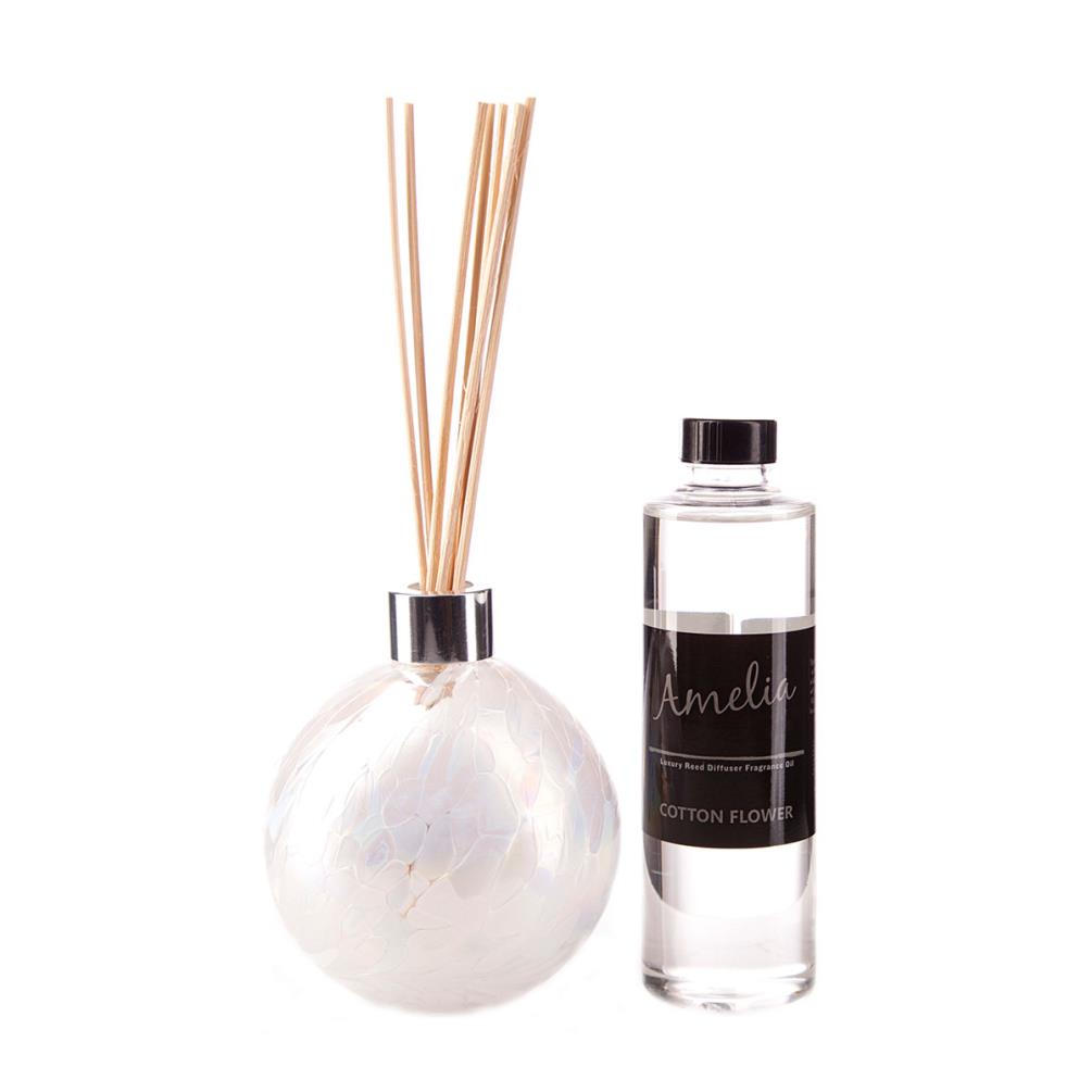 Amelia Art Glass Pearl White Reed Diffuser Gift Set  £35.99